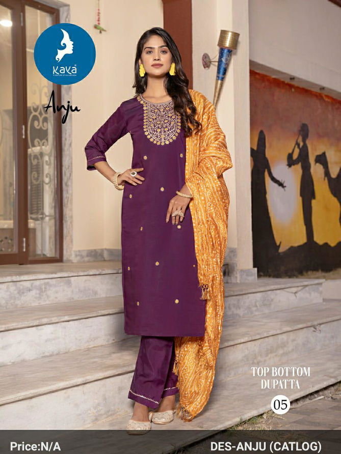 Anju By Kaya Roman Silk Kurti With Bottom Dupatta Wholesale Shop In Surat